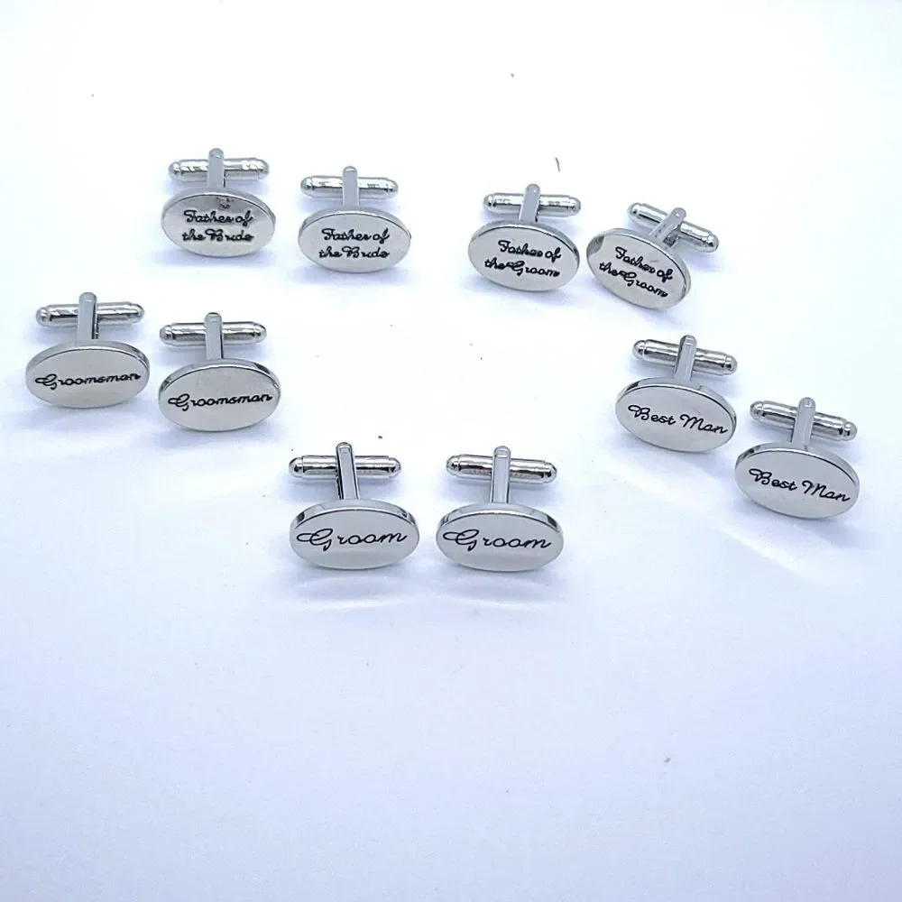 BEST MAN Wedding Cufflinks Silver Engraved Bridal Party Formal Tuxedo Cuff Links